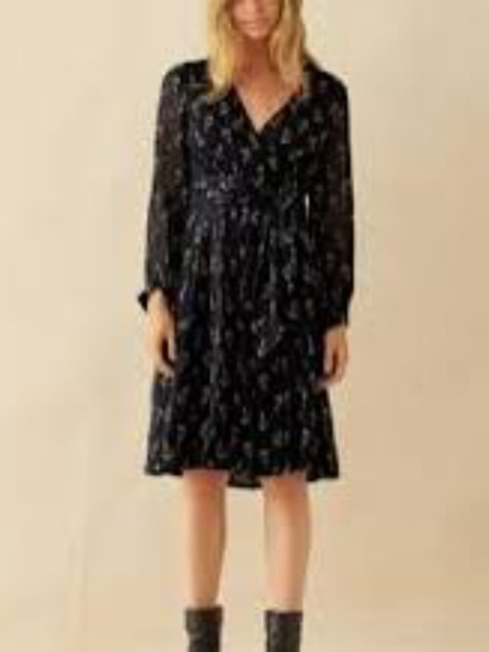 Navy Blue printed Wrap Maxi Dress Ba&sh